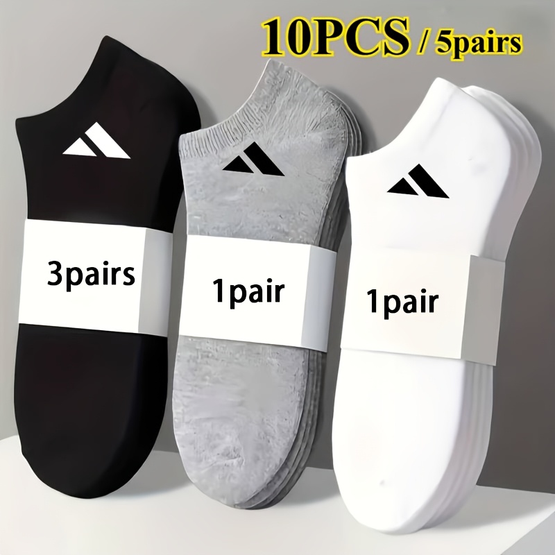 TEMU 10pcs/5 Pairs Unisex Breathable Socks - Comfortable, Soft, And Lightweight, Solid , Casual Wear, Minimalist Style, Durable Fabric, , , All-