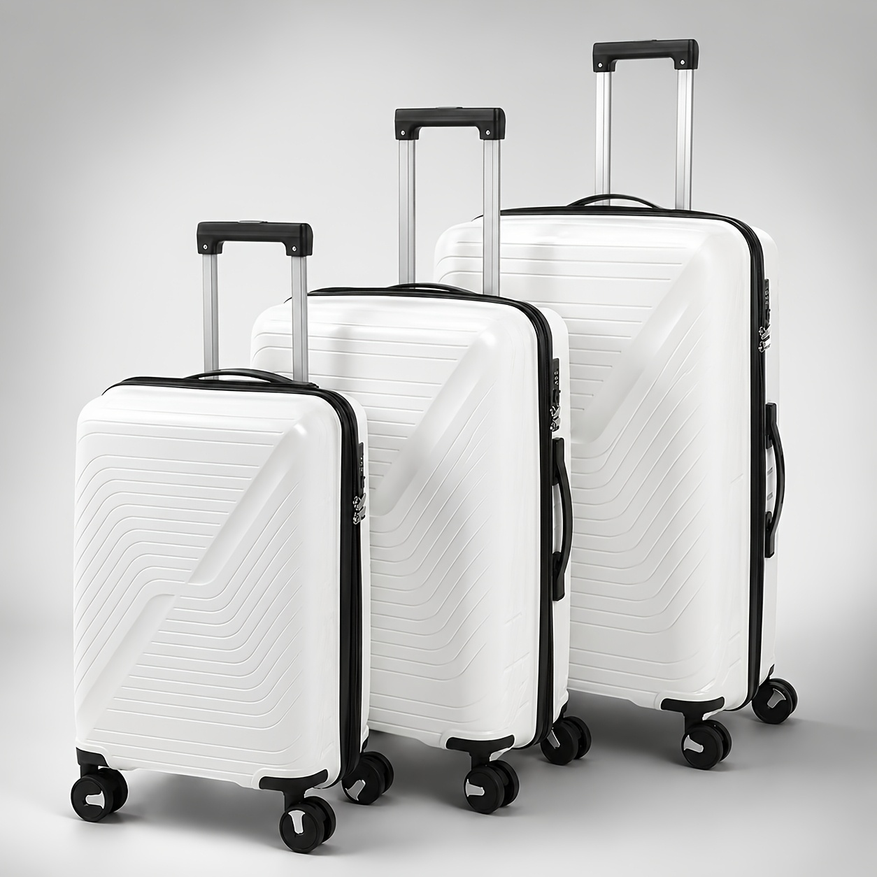 Image of Pp Luggage Sets, 3pcs Durable Suitcase Set With Spinner Wheels, 3pcs Hard Shell Lightweight Luggage With Iron Pull Rod, Large Checked Travel Suitcases, 20/24/28 Inch