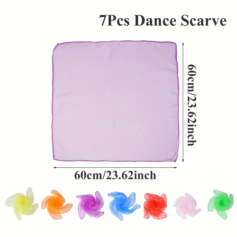 TEMU 7pcs, Nylon Colorful Sensory Scarves Webbing, Colorful -colored Dance Square Scarves Set, Juggling & Halloween Party Scarves - Versatile Holiday