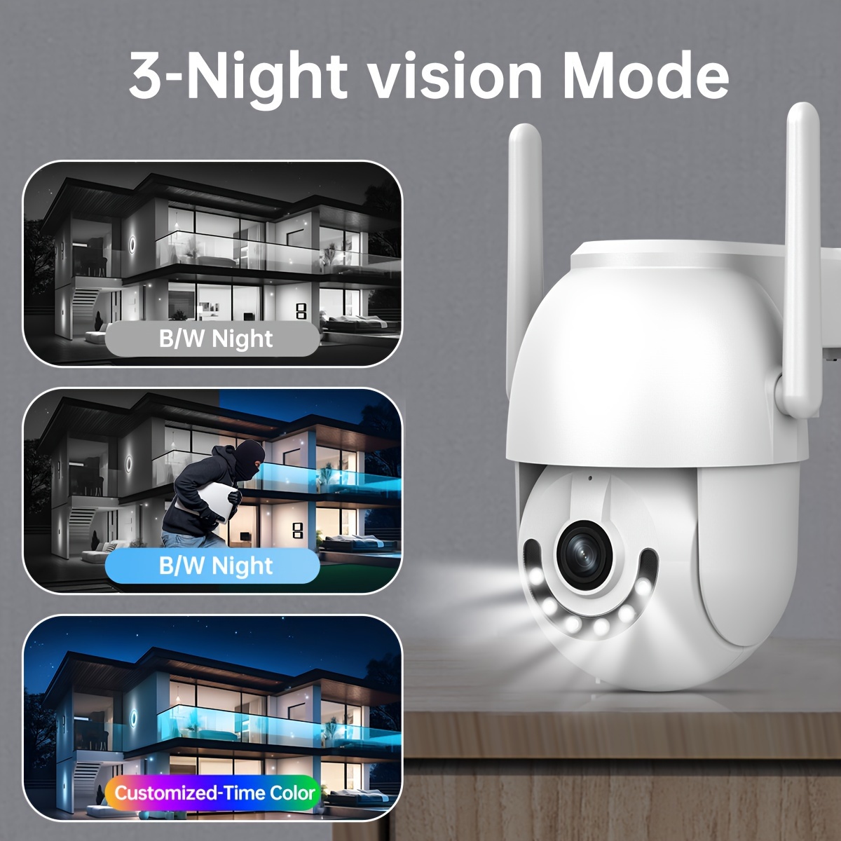 JOOAN 3MP HD Outdoor Security Camera, with PTZ, Full-Color Night Vision, Human Tracking & Motion Detection, Compatible with Smartphones details 1