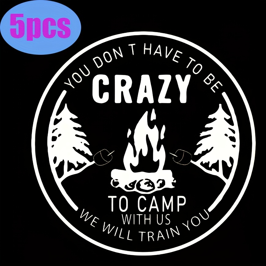 TEMU Ensemble de 5 patches de camping en vinyle résistant, facile à appliquer par repassage, pour t-shirts, sweat-shirts, jeans, sacs à dos, sacs à