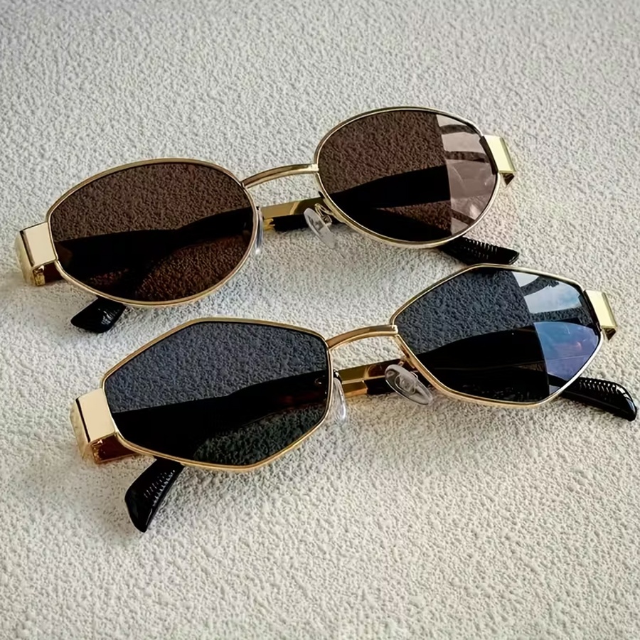 Image of 2pcs Round Frame + Frame Trendy Futuristic Party Glasses, Unisex. Suitable For Parties, Musicians, Concerts, And An Ideal Gift