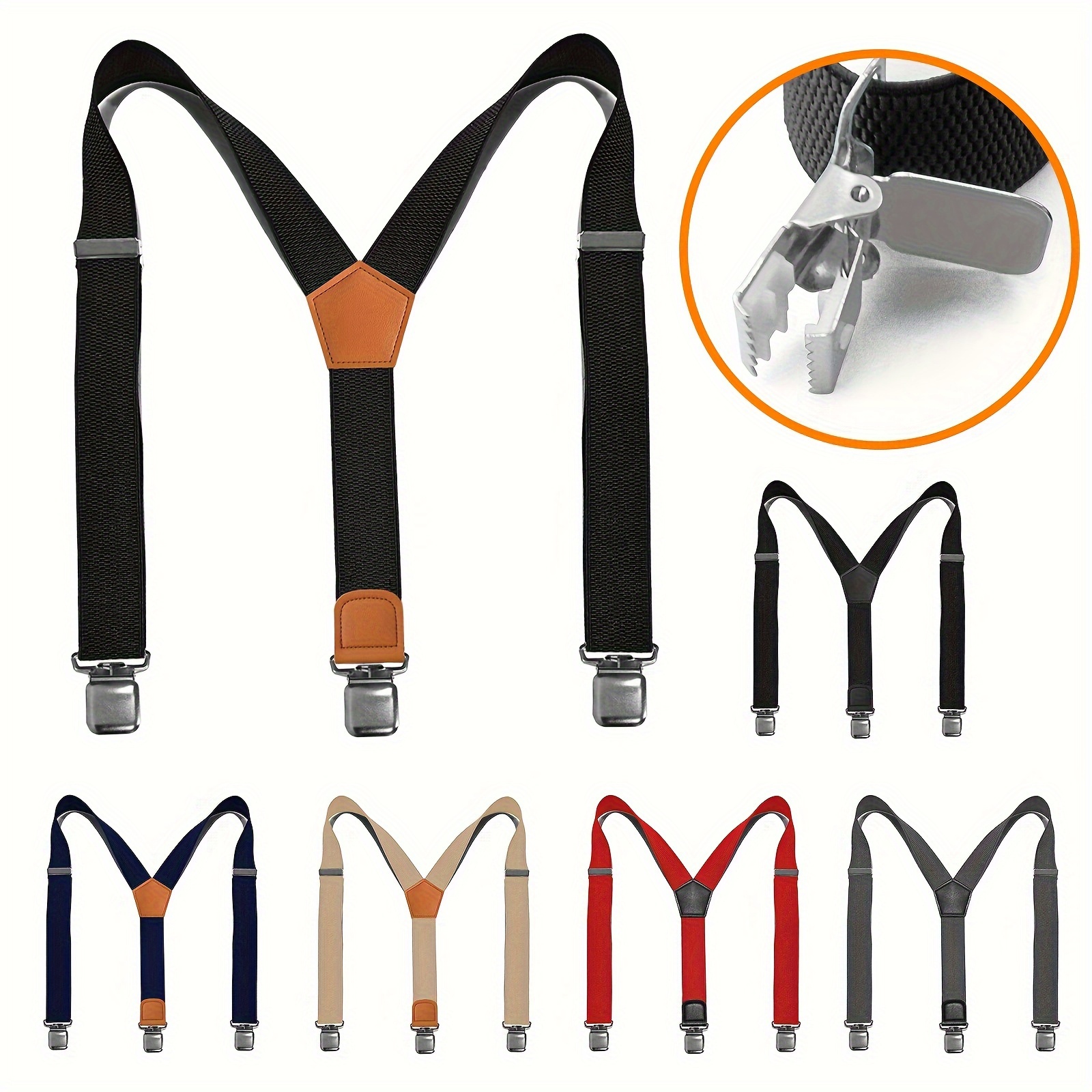 

[sporty ] Adjustable Men's Y-back Suspenders With Heavy-duty Clips - Polyester, Fit, Multiple Colors - Ideal For Sports & Casual Attire