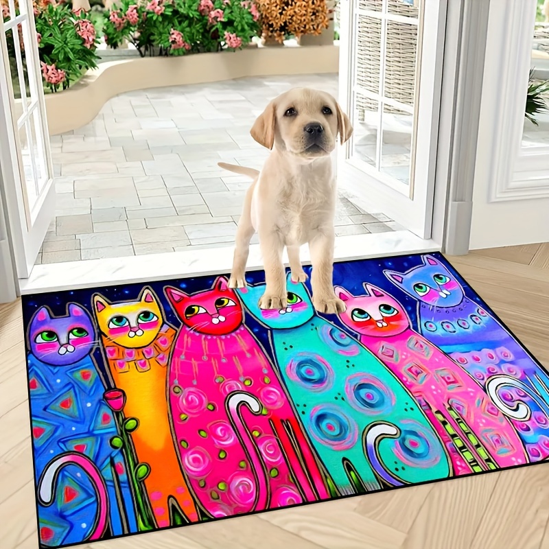 

Cartoon Cats Doormat Collection - Non-slip, Machine Washable, Polyester Mat For Indoor And Outdoor Use - Bedroom, Hallway, Patio, And Photo Prop - Sizes: 15x23/19x31/23x35/31x47 Inches