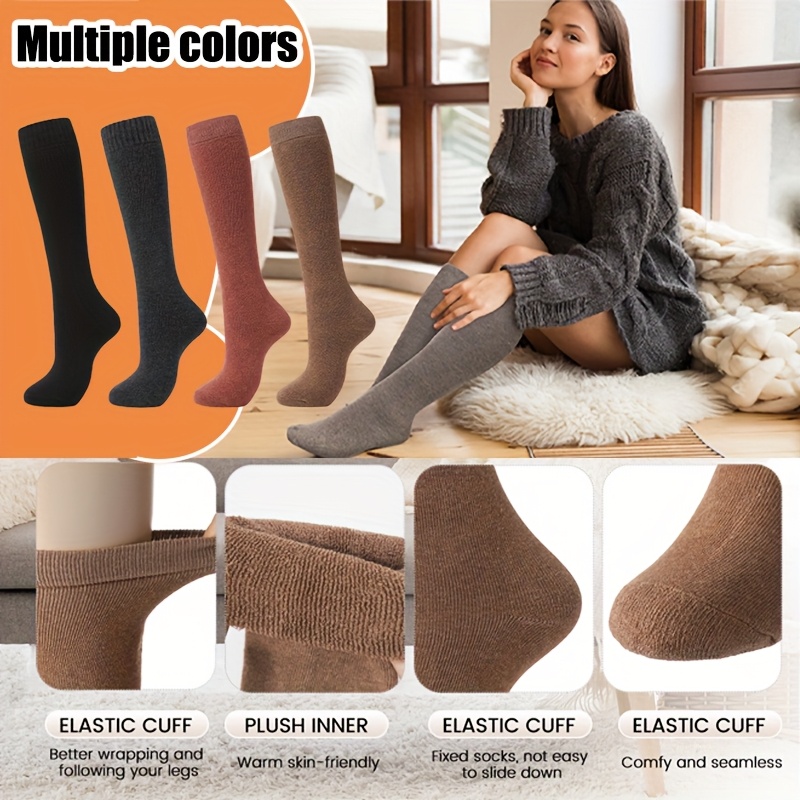 4 pair womens knee high thermal socks   casual socks boot socks and house socks for indoor and   in any occasion   knee high socks are   accessory for   outfits    