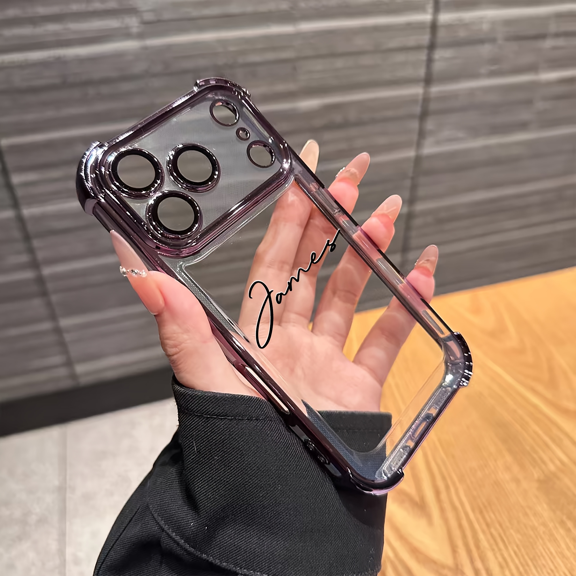 TEMU Phone Case - Diy Custom Name Four-corner Shockproof Plating Phone Case Compatible With Iphone17 16 15 14 13 12 11promax16 15 14plus 17. Fashion