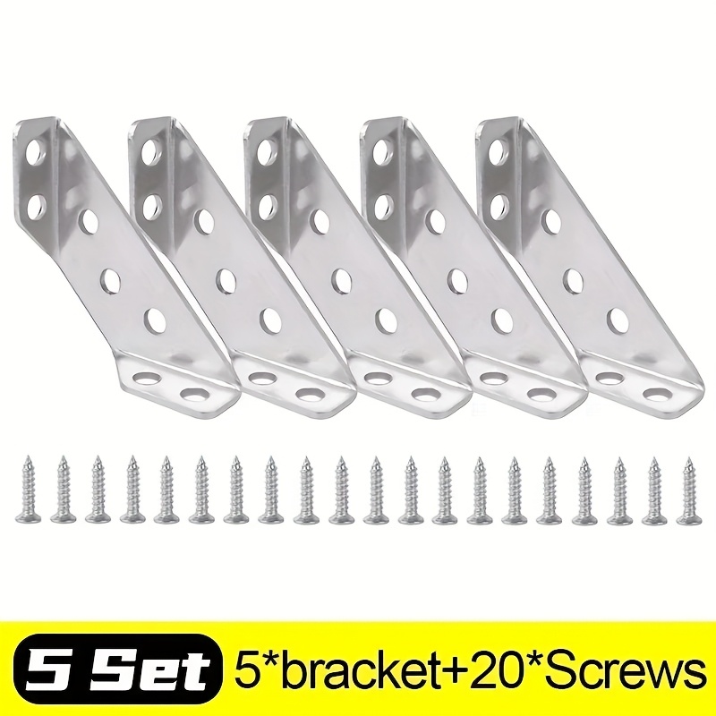 TEMU Équerre d'Angle Multifonctionnelle Support Triangulaire, Inclut 5 Équerres d'Angle + 20 Vis, Connecteur de Meubles Polyvalent Durable et