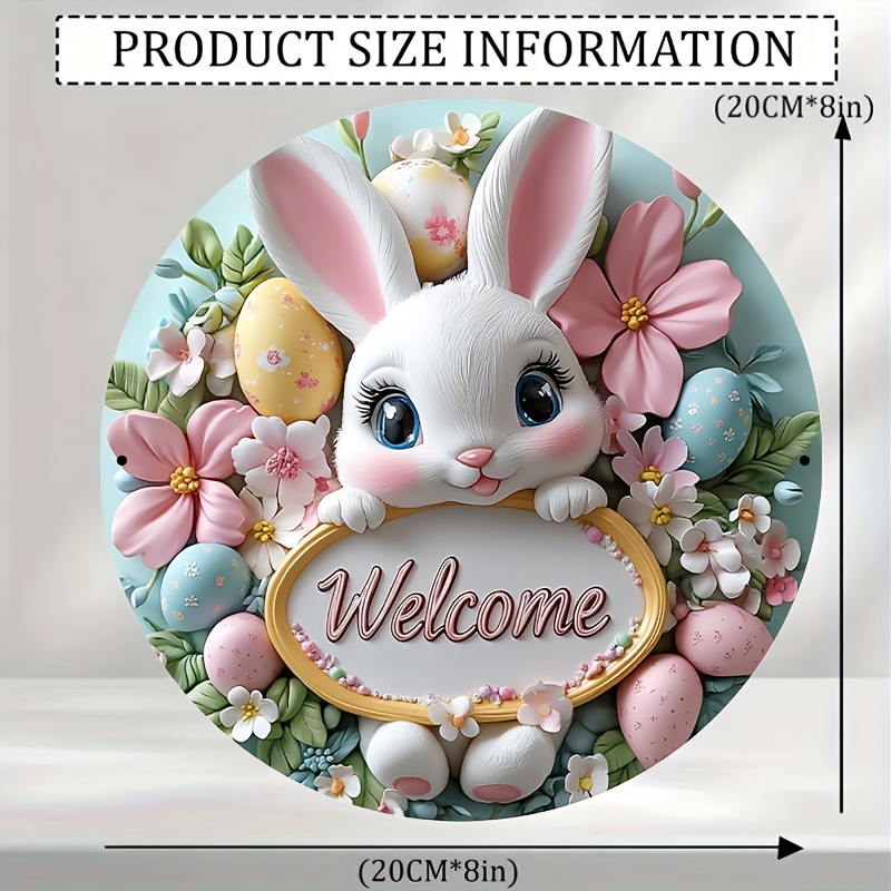 

Soft Welcome Sign - 8" Round Aluminum Door Decor With Floral & , Outdoor & Indoor Wall Art