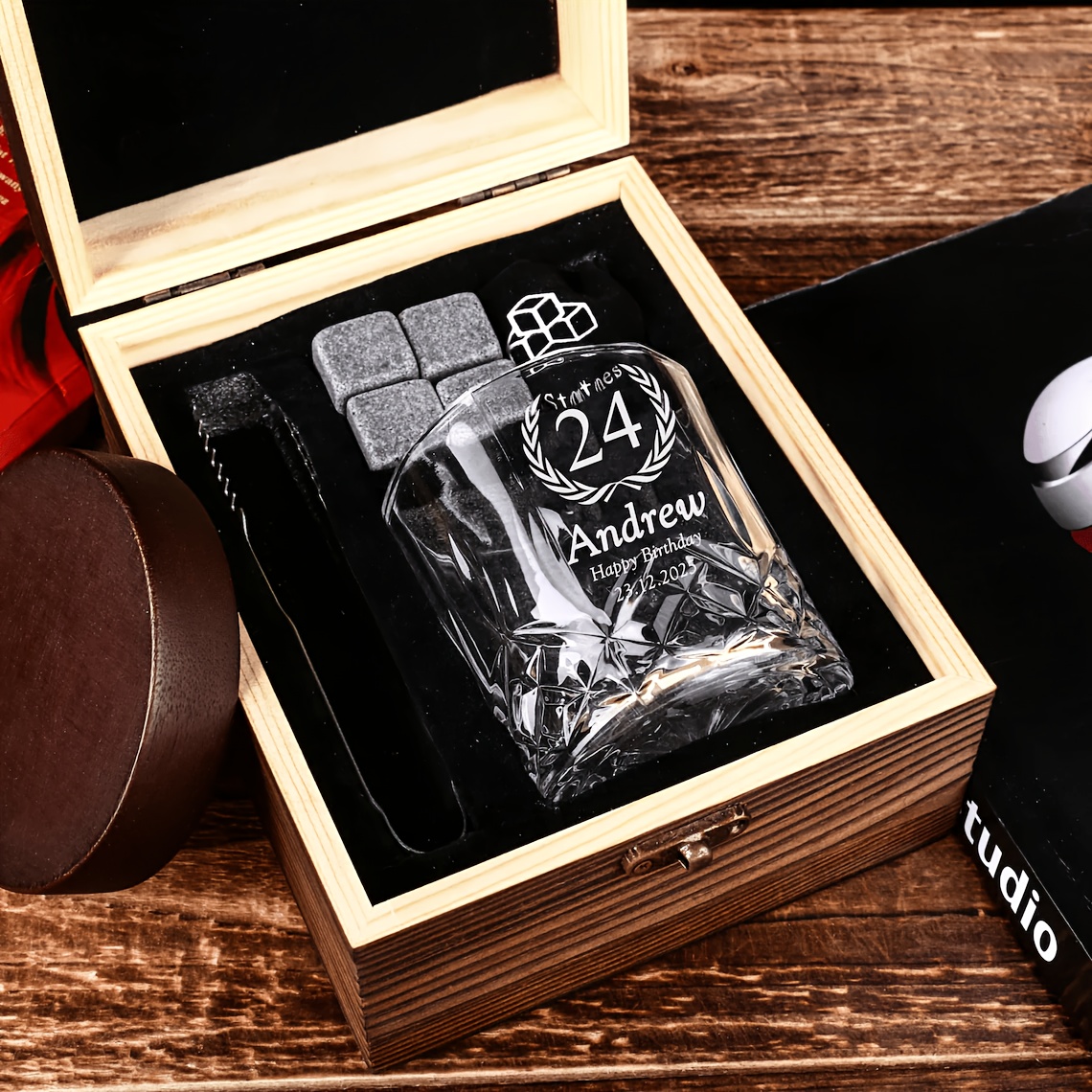 TEMU Custom Birthday Whiskey Glass – Personalized Rock Glass (ro Cup) With Name And Year, A Unique Gift For Men, Fathers, Husbands, , Or