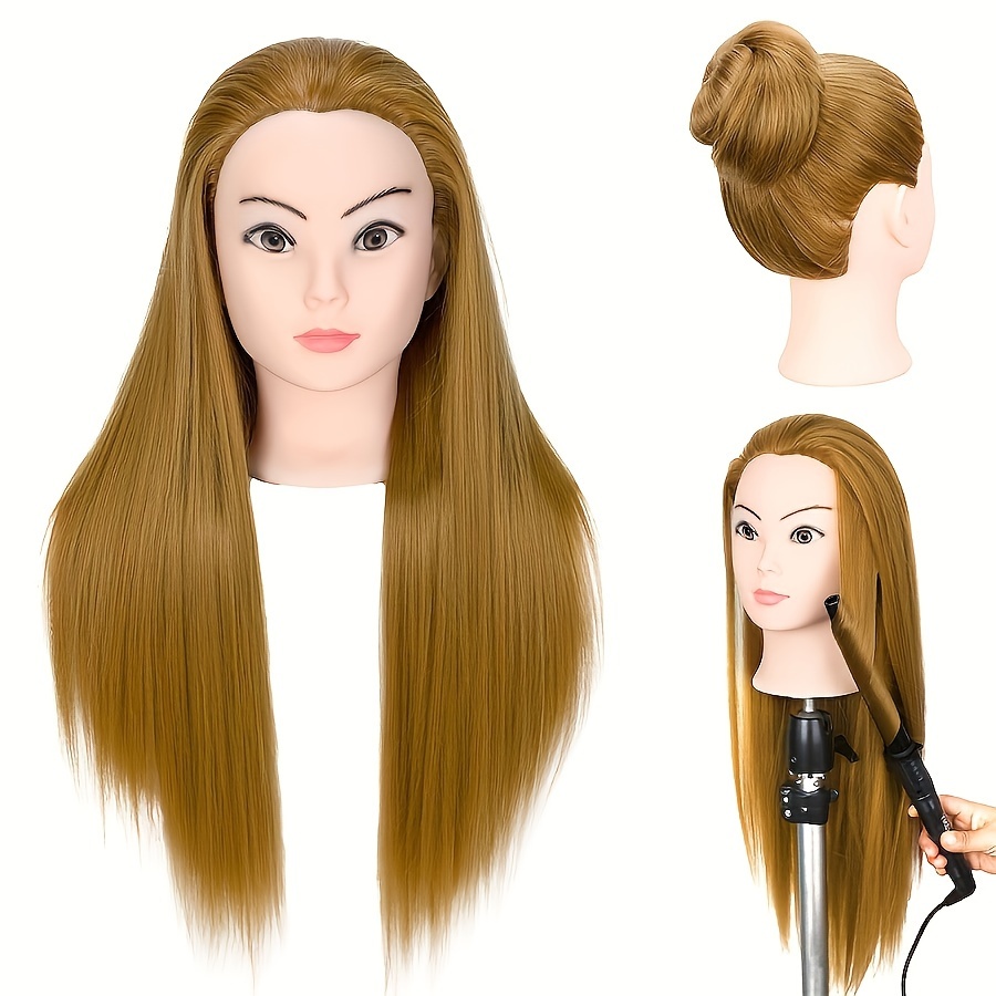 

26" Female Mannequin Head For Hair Styling & Braiding - Synthetic Fiber Cosmetology Training Model For Hairdressers