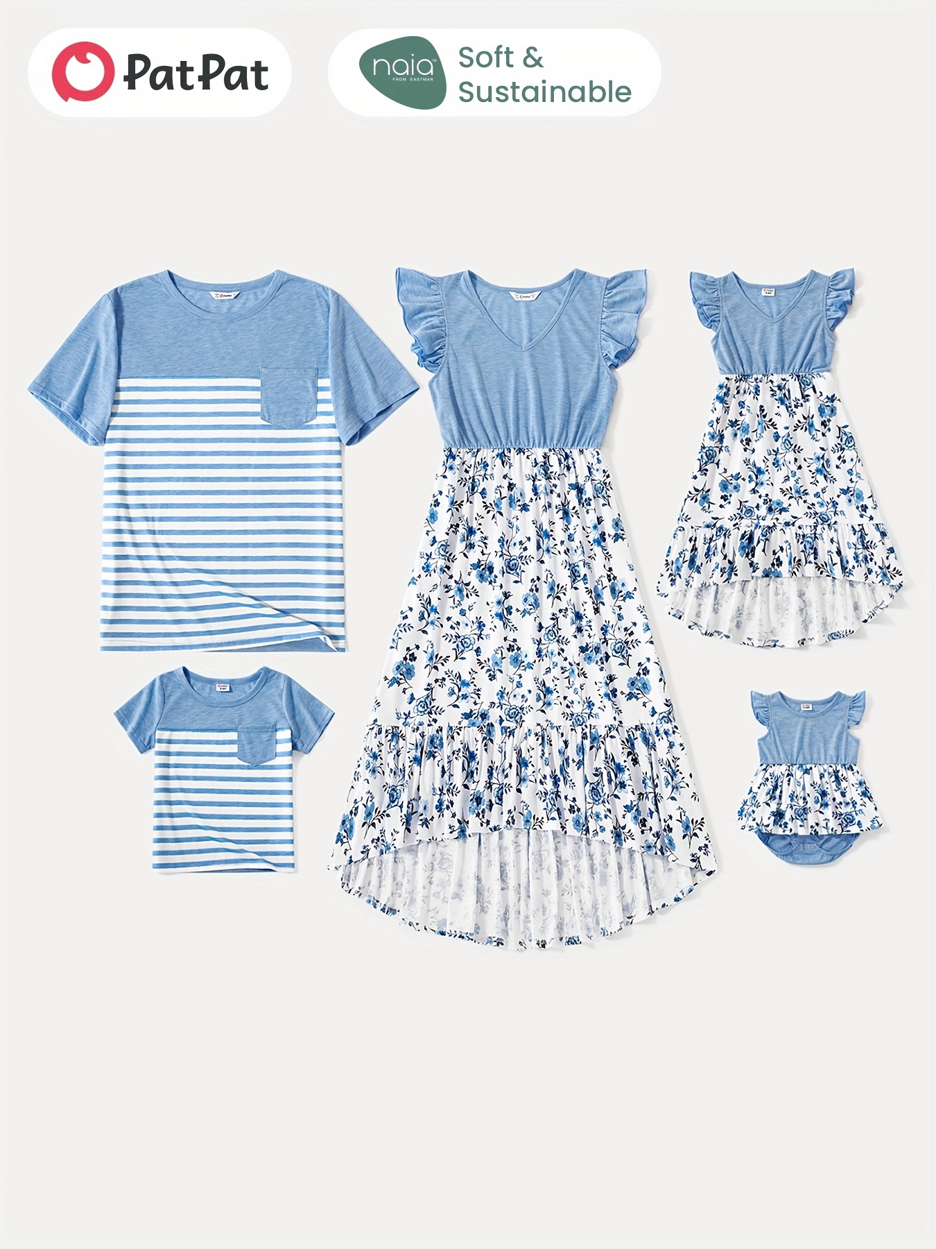 Grey and White Leopard Print Family Matching Sets(Short-sleeve Irregular Midi Dresses and T-shirts)