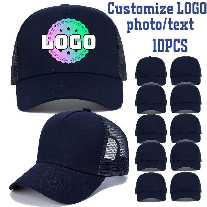TEMU 10pcs Mesh Custom Logo, Unisex Baseball With Customizable Pattern Printing, Optional Photo/logo Personalization, Suitable For Large Event Team
