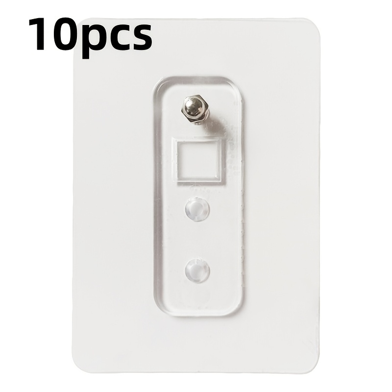 TEMU 10pcs Of Non Drilling Adhesive Wall Hooks, Double Screw Design, Heavy-duty Plastic Hanging Racks For Kitchen, Bathroom, And Office Use, Modern
