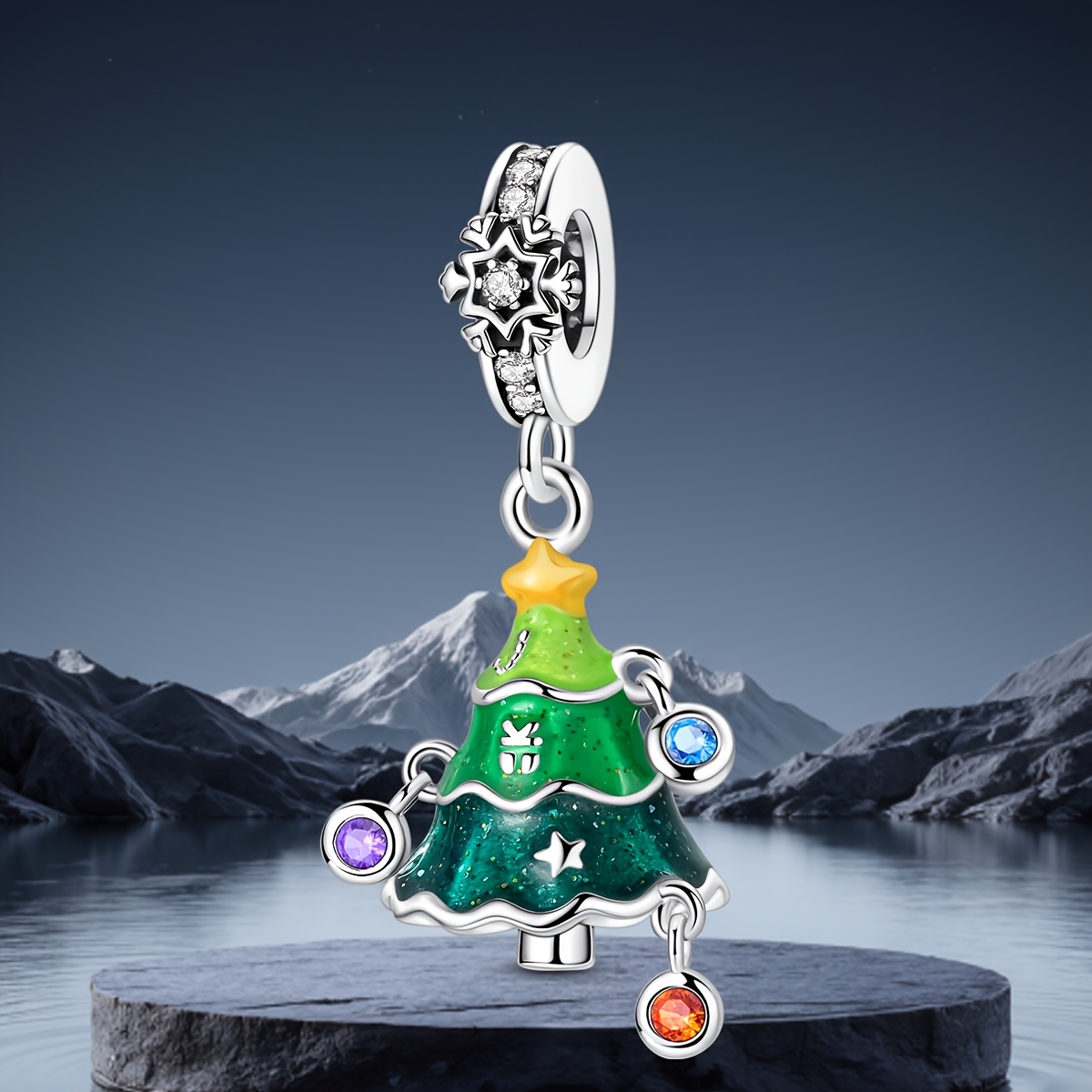 TEMU 1pc Enamel Shining Christmas Tree Pendant Crafts Diy Bead Jewelry Accessories Pendant Charms For Bracelet Christmas Gifts Carnival New Year
