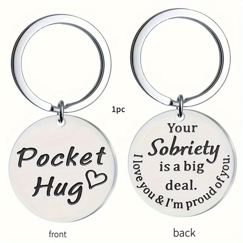 

Inspirational Steel Hug Keychain - Sobriety For Men,