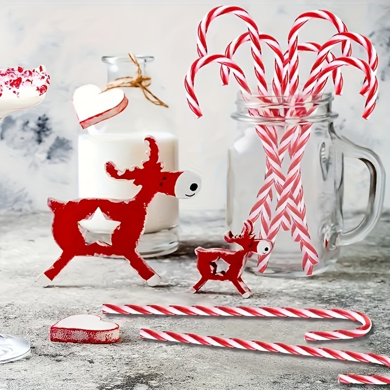 Large Lollipop Candy Christmas Tree Picks - Set Of 4 Peppermint Striped Decorations