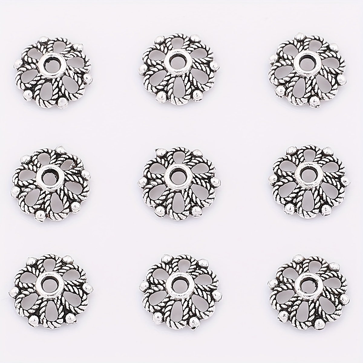 TEMU 120pcs Abrazaderas Huecas Retorcidas para Flores, Cuentas Espaciadoras, Tapas para Flores, Separadores de Aleación de , Aretes, Collar, Pulsera,