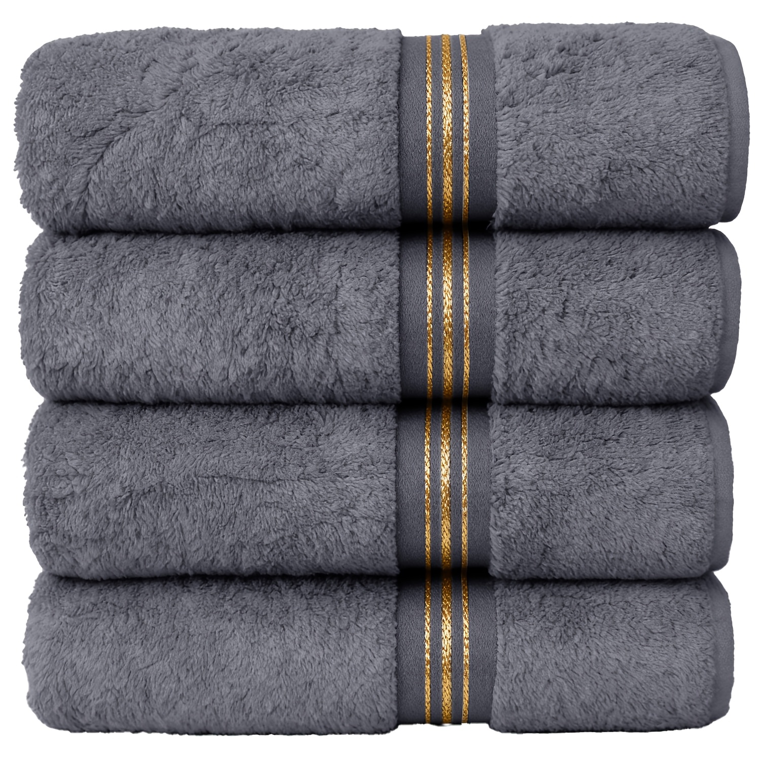 TEMU Chakir Turkish Linens Cotton Premium Turkish Towels For Bathroom |70*140cm (4pcs Bath Towels - Gray), Lighter Weight, To Dry, Super Soft And