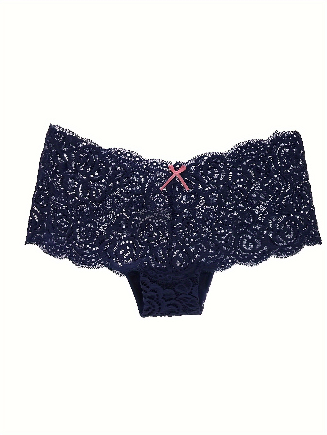 Hot Lace Bow Boyshort Panty Comfy Breathable Intimates Boxer - Temu