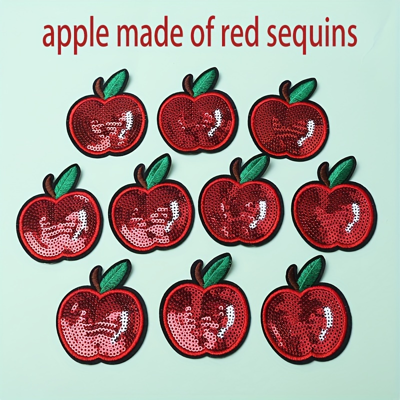 Image of 10pcs Of Red Sequin Iron-on Fabric Patches For Clothing And Bag Decoration