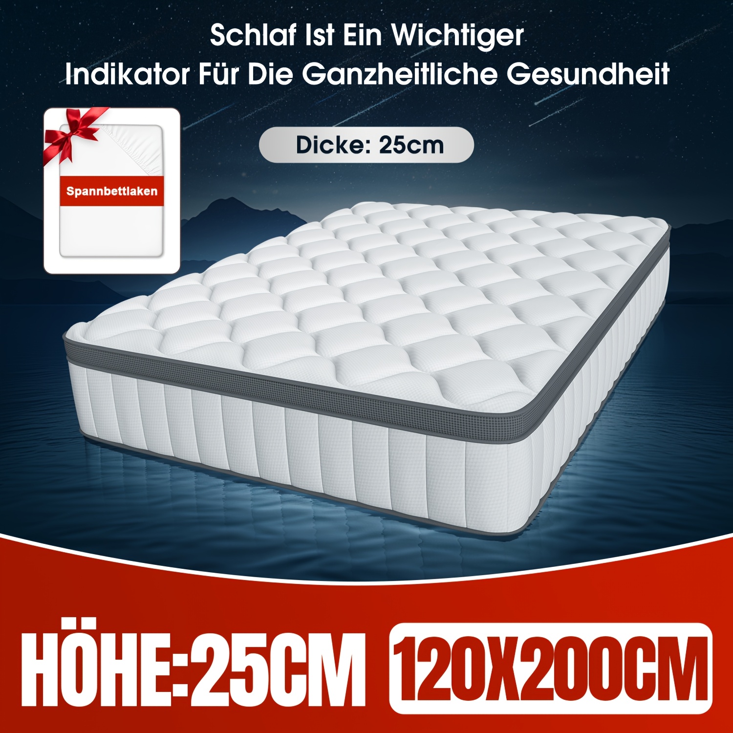 TEMU Calidad Prémium | Colchón Gronfont 80x200/90x190/90x200, 100x200/120x200, 140x190/140x200, 160x200/180x200 cm, Colchón Prémium de Muelles