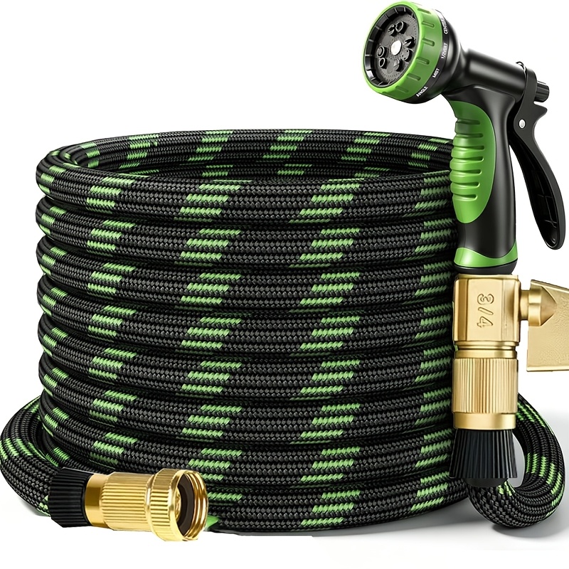 TEMU Kit de tuyau d'arrosage de jardin robuste LOVFEN 25/50/75/100/150 pieds, avec raccords en laiton 3/4", étanche, filetages standard américains -