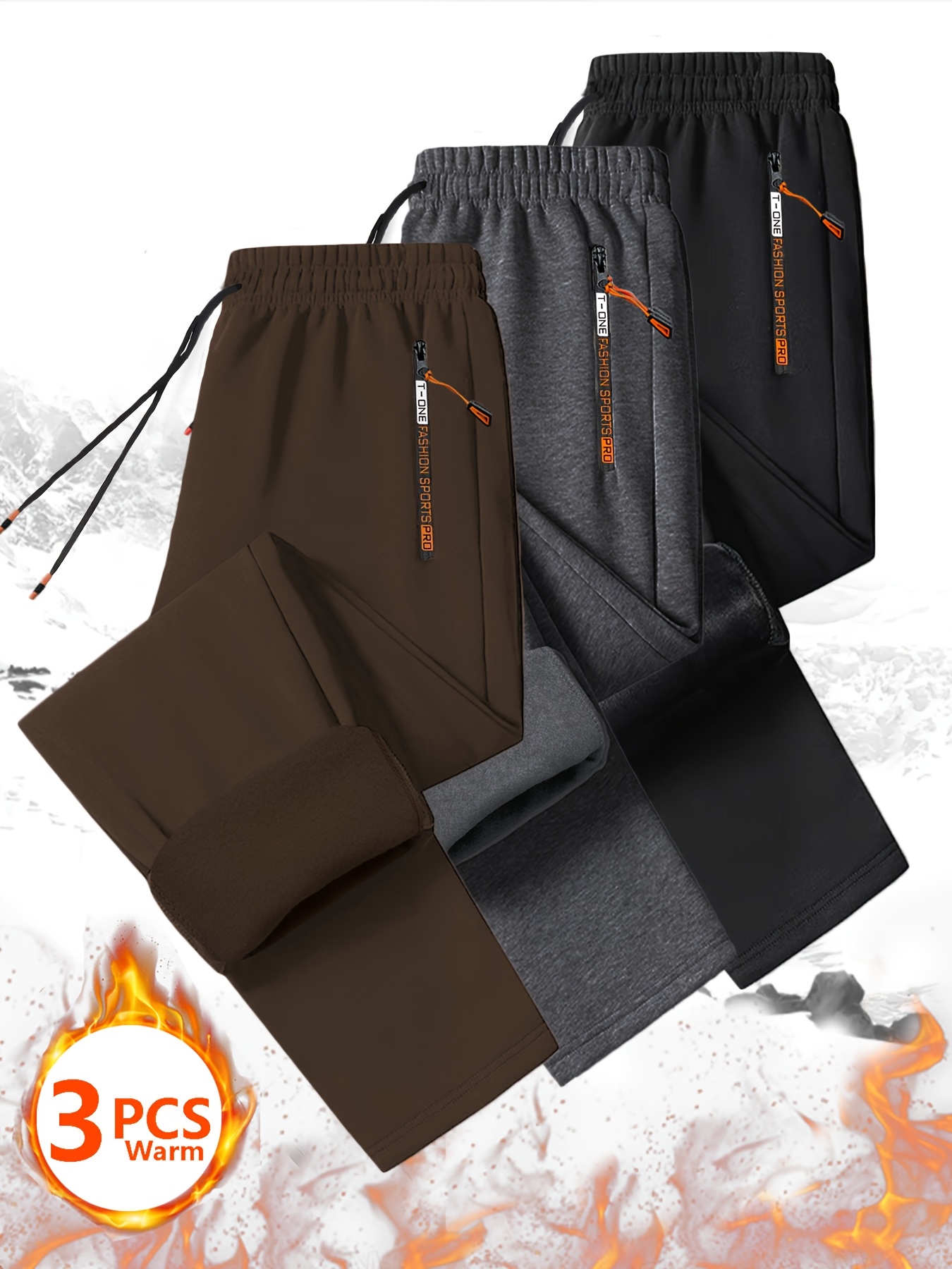 3pcs Men'S Winter Warm Fleece Sweatpants with Zipper Pockets - Casual Track Pants, Drawstring Waist, Solid Color, Regular Fit for Running, Workout, Gym & Outdoor Activities, Workout Pants, Gym Apparel, Sleek Design, Comfortable Fit, Men Fleece Lined Trouser, Men Fleece Trouser, Trouser For Men, Track Pant Men, Men Sport Pants, Men Jogging Pants, Men Pant, Sweatpant Men, Men Trouser, Jogger Pant For Men, Men Tracksuit Pants, Men Pants, Men Sports Pants, Men Warm Pants, Men Dress Pants