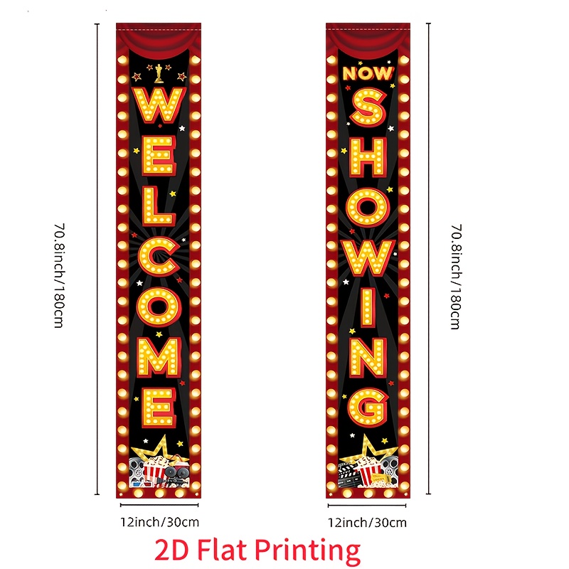 TEMU 2d Flat - 2d Flat - Two-dimensional Flat Banner Featuring 2 Sections, Ideal For A Movie Night Event, Designed For Movie-themed Parties. This
