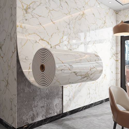 1/2/3 rollen (60cm x 300cm) zelfklevend xpe marmer behang met 3d illusie effect - verwijderbare tegelsticker voor , vloeren, plafonds - realistisch wit & gouden design voor woonkamer, keuken achterwand, badkamer decor