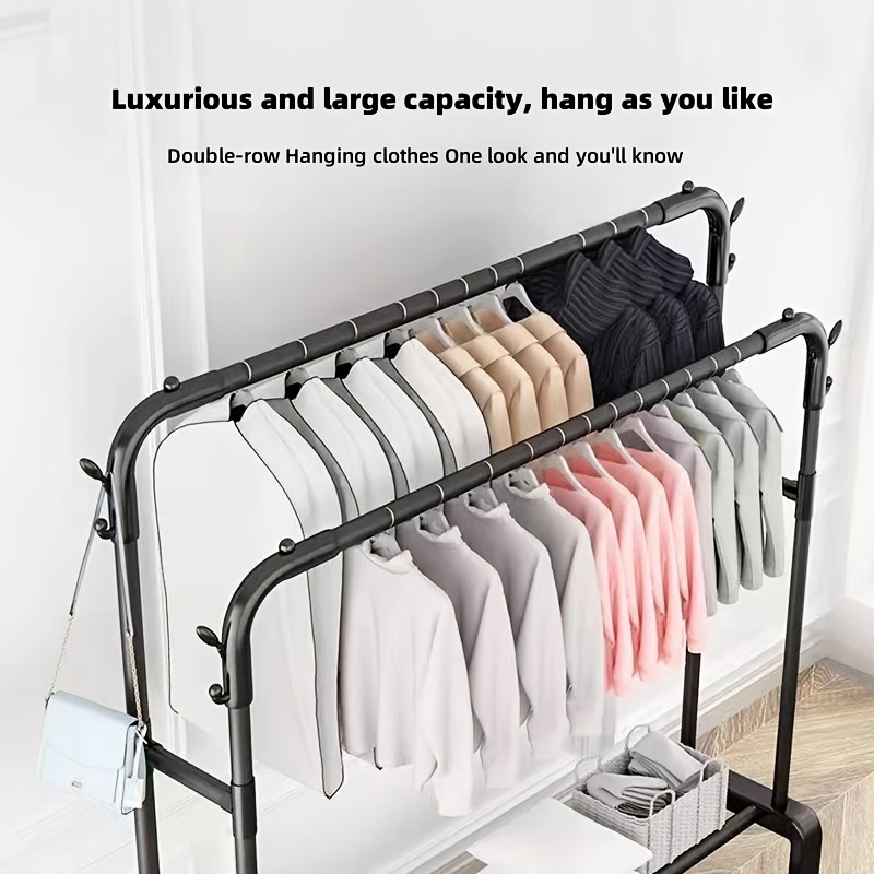 popular   stainless steel multi functional wardrobe clothes rack space saving design easy assembly with shelves and hooks portable clothing rack for balcony dorm bedroom Product details 7