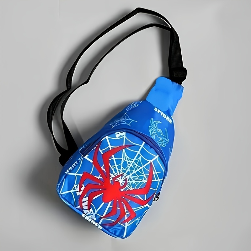 Image of Spider Full Print Backpack Kids Crossbody Mini Coin Purse Accessory Bag New Lightweight Kindergarten Shoulder Chest Bag Waist Bag