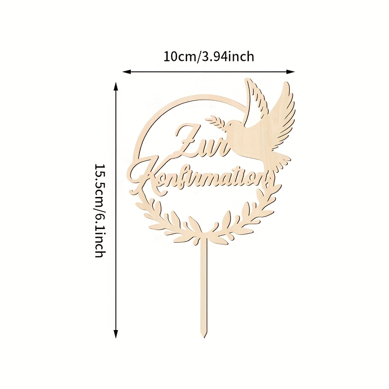 1pc Wooden Confirmation Cake Topper For Confirmation, Cake Decoration, Confirmation Decoration For Baptism, Shower, Bridal Shower, Engagement, Wedding, Anniversary Party Cake Decorating Supplies