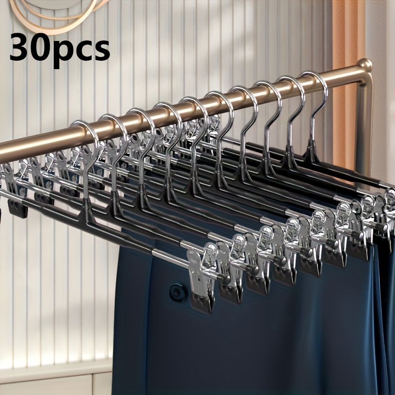 30pcs stainless steel pants hangers sturdy non slip     closet and home skirt clips and clothes clips bedroom   home