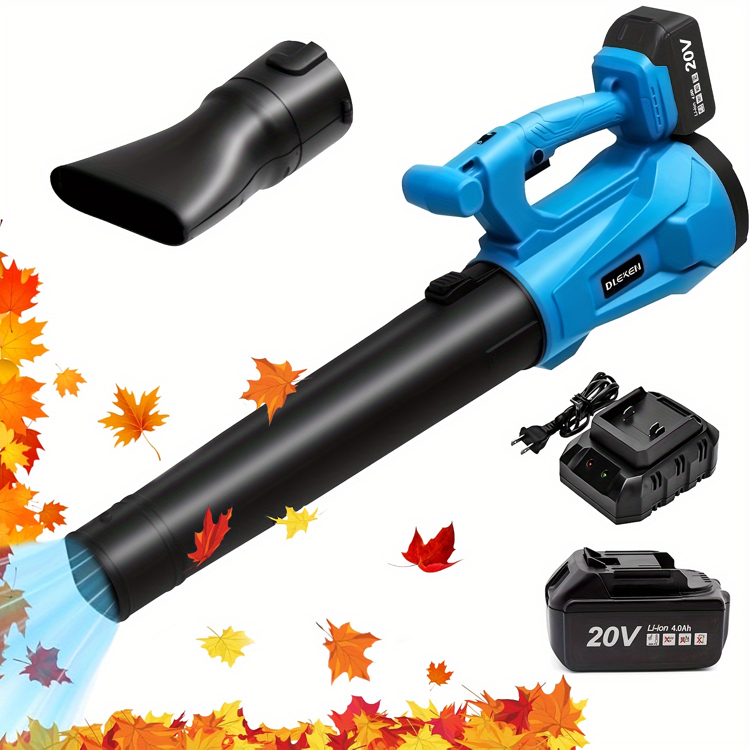 

Cordless Leaf Blower, 4x Powerful Electric Leaf Blower With 420 Cfm & 150 Mph , 6 , 20v With 1 Batteries & Charger, Easy For Lawn, Patio Cleaning, Blue