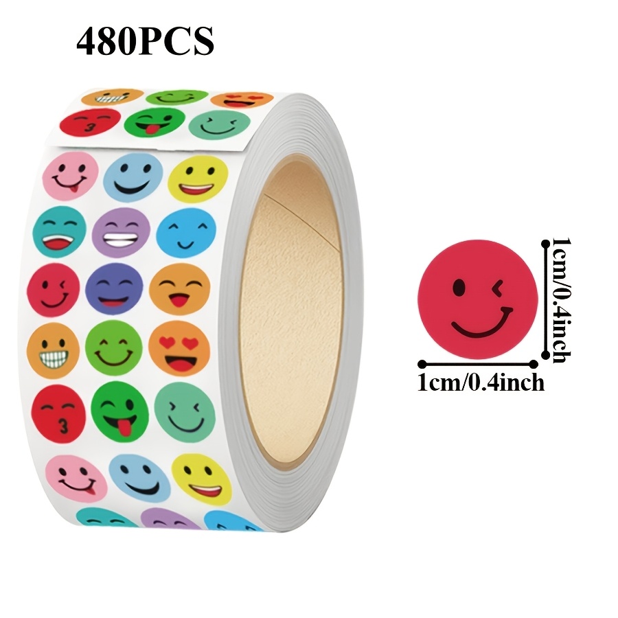 TEMU Rotolo da 480 fogli di adesivi rotondi con - Etichette decorative multicolore adatte per imballaggio, sigillatura, journaling e organizzazione