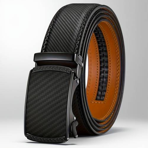 mens leather ratchet belt with automatic adjustable belt with gift box