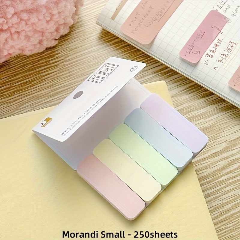 1 Pack (250/150/100 Sheets) & Sticky Notes - Small Rectangular Tear-off Tabs Suitable For Office,, Planner, Journal - Color-coded Adhesive Pages