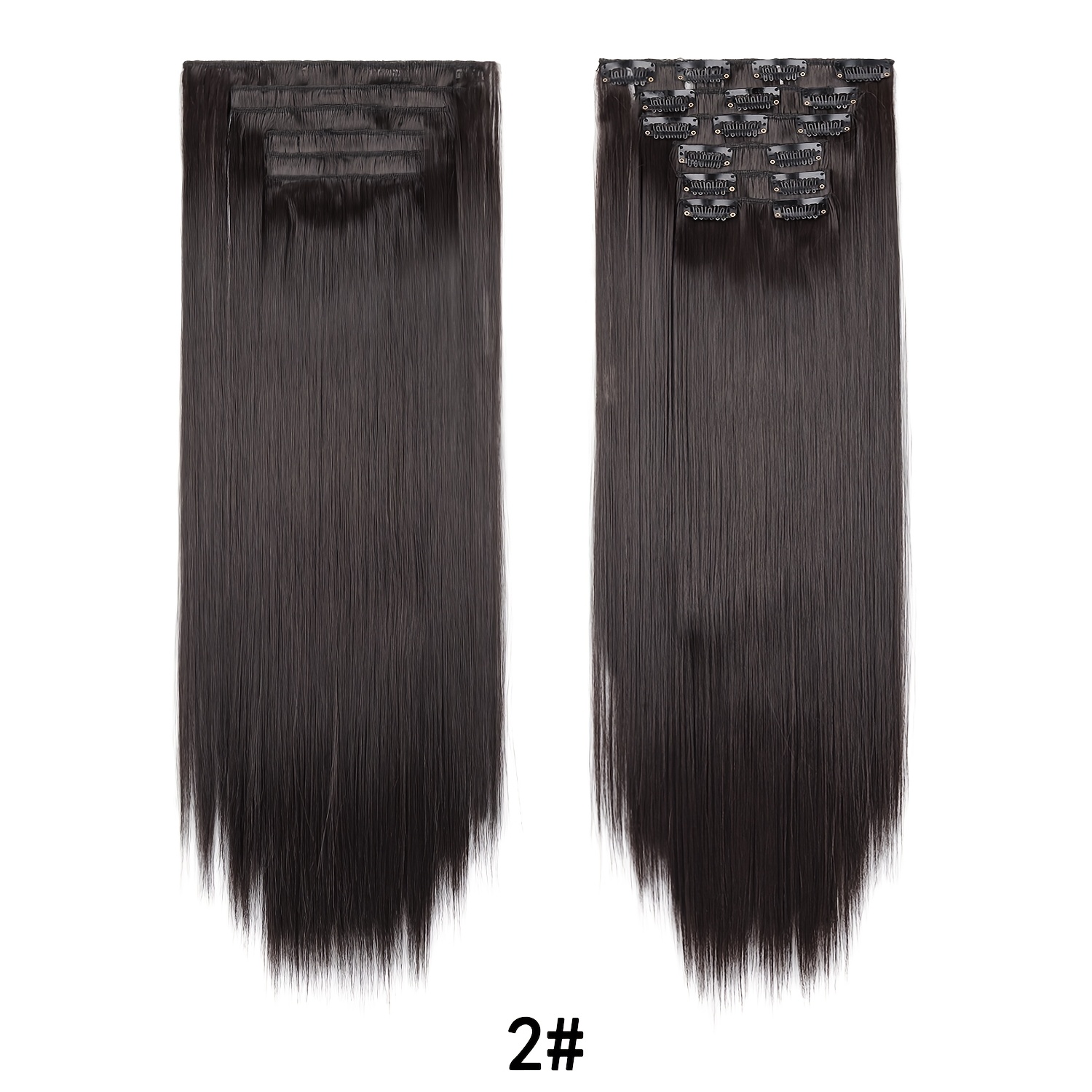 TEMU Estensioni per capelli a clip lunghe e lisce da 16 pollici, set da 6 pezzi
