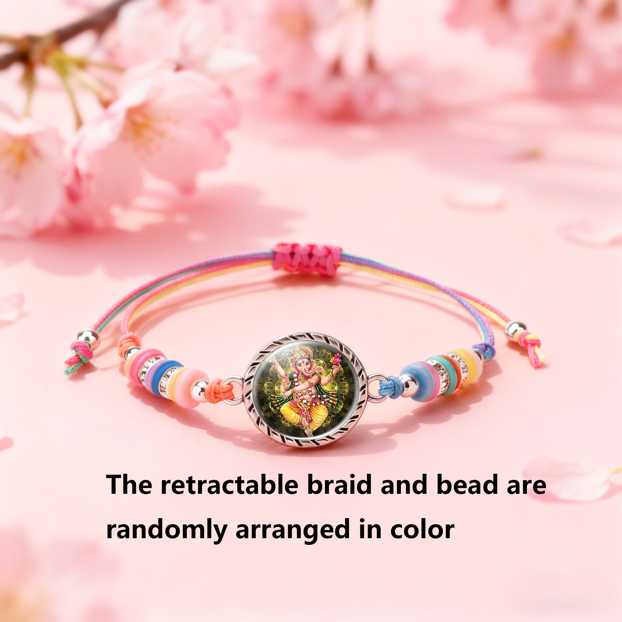 Multicolor Ganesh Ganesha Bead Bracelet, Adjustable Gift