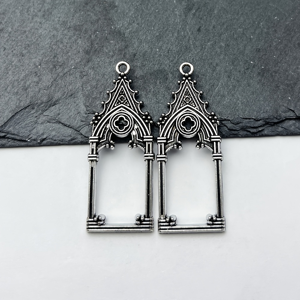 E-shop 2 Stück Gothic Vintage Hohlschloss-Kirchen-Anhänger DIY Zubehör für Ohrringe, Halsketten Schmuck