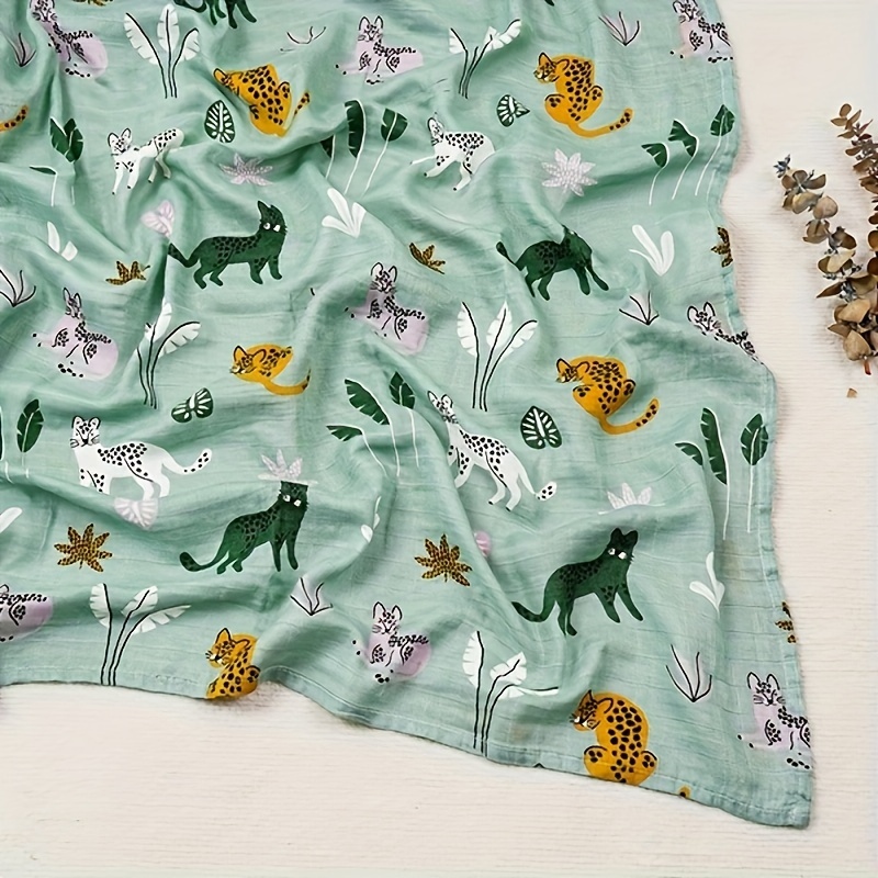 

120x110cm Bamboo Cotton Muslin Blanket, Cute Soft Print Towel Cover