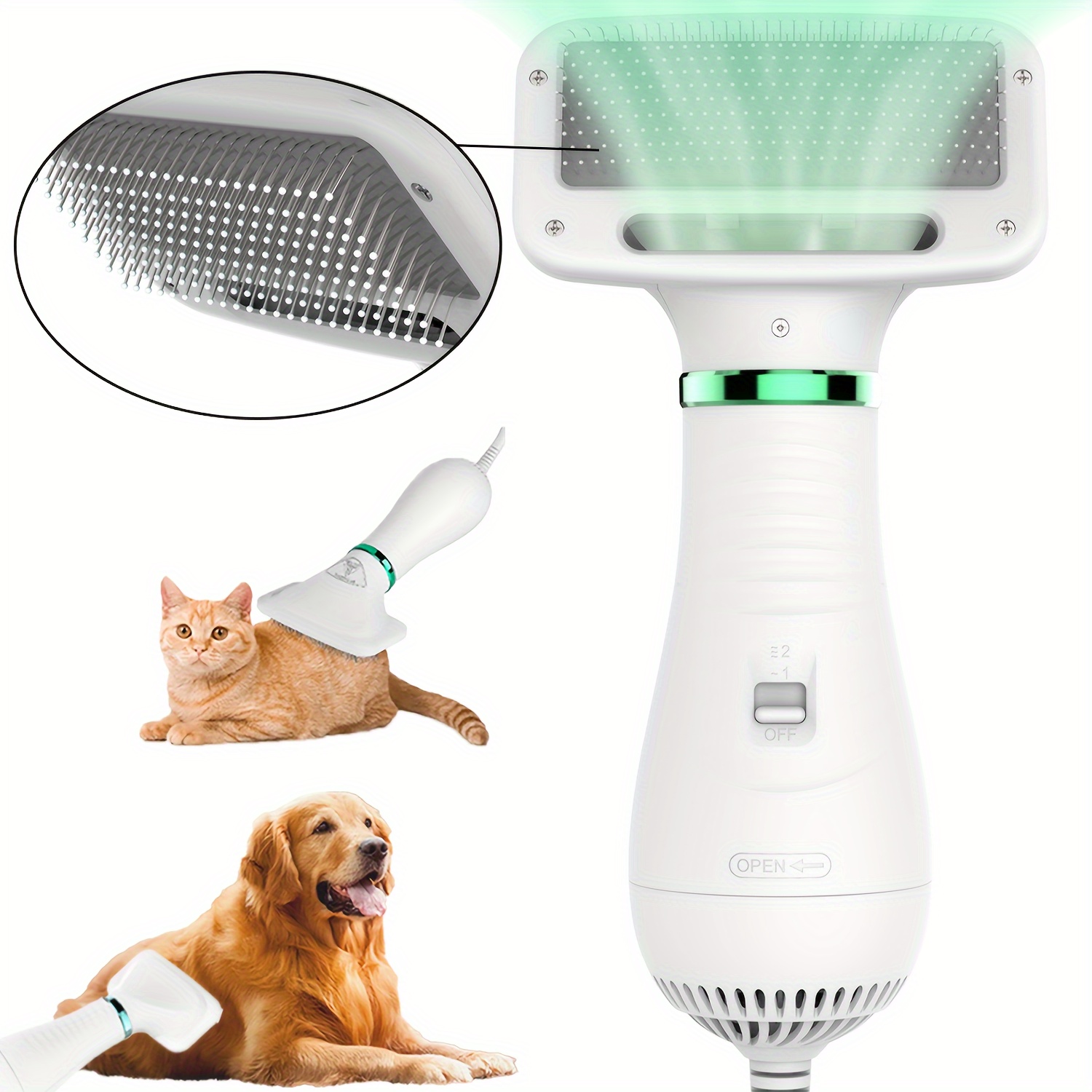 LIVEKEY 2-in-1 Pet Grooming Dryer with Adjustable Temperature And Slicker Brush for Dogs And Cats
