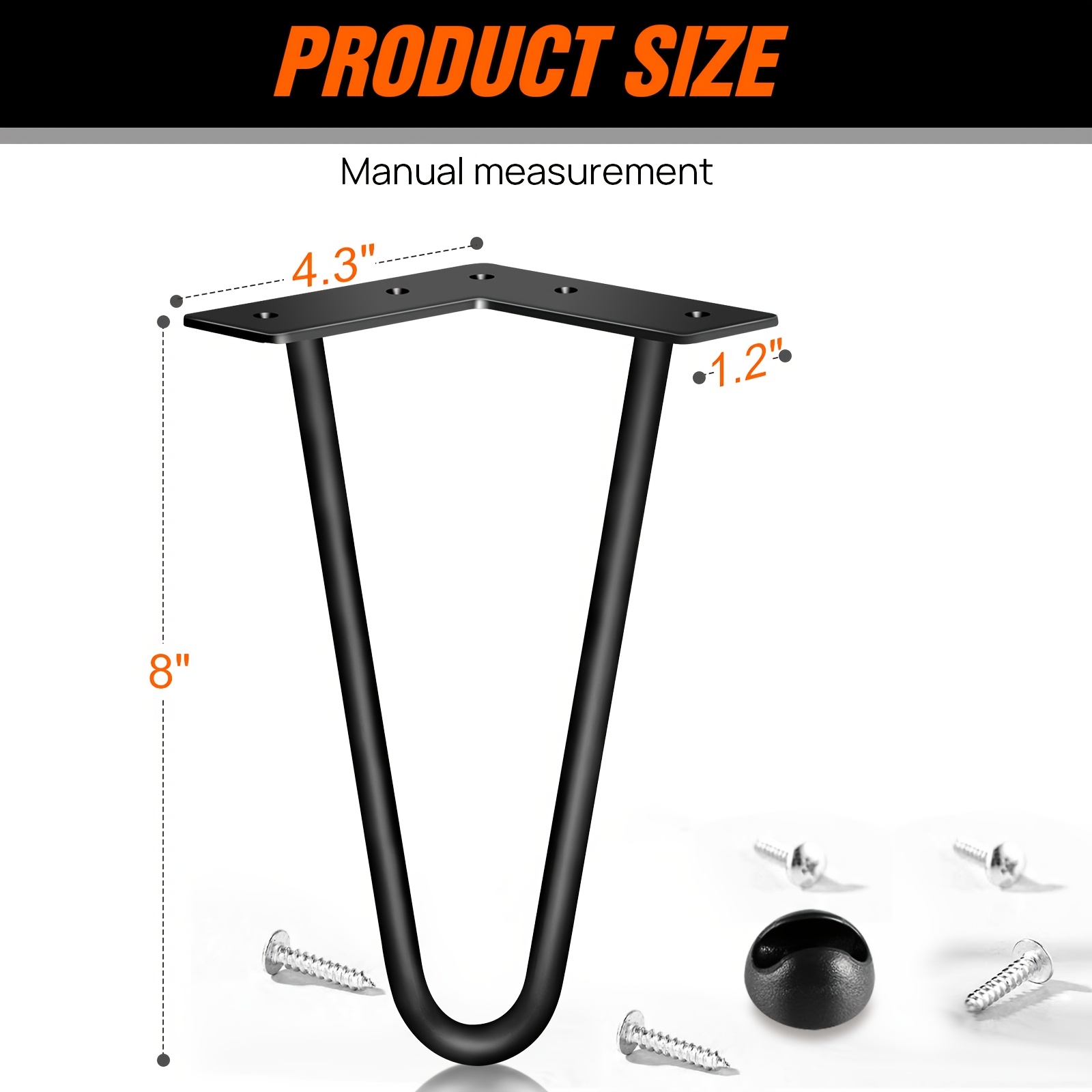 Image of 4 Inch-34 Inch Hairpin Table Legs 2 Rod Or 3 Rod Furniture Legs For Diy Home Office Restaurant Desk End Table Night Stand, Set Of 4