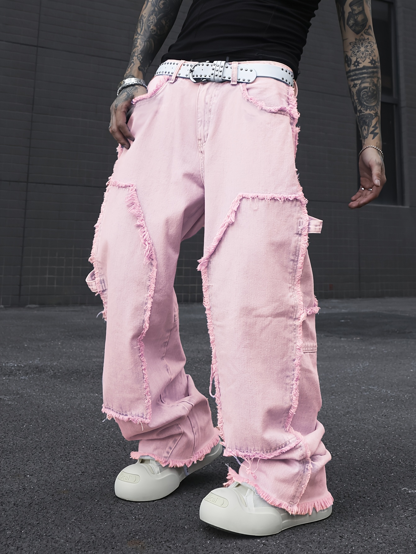 men's pink stretch denim jeans casual straight leg light Temu Kuwait