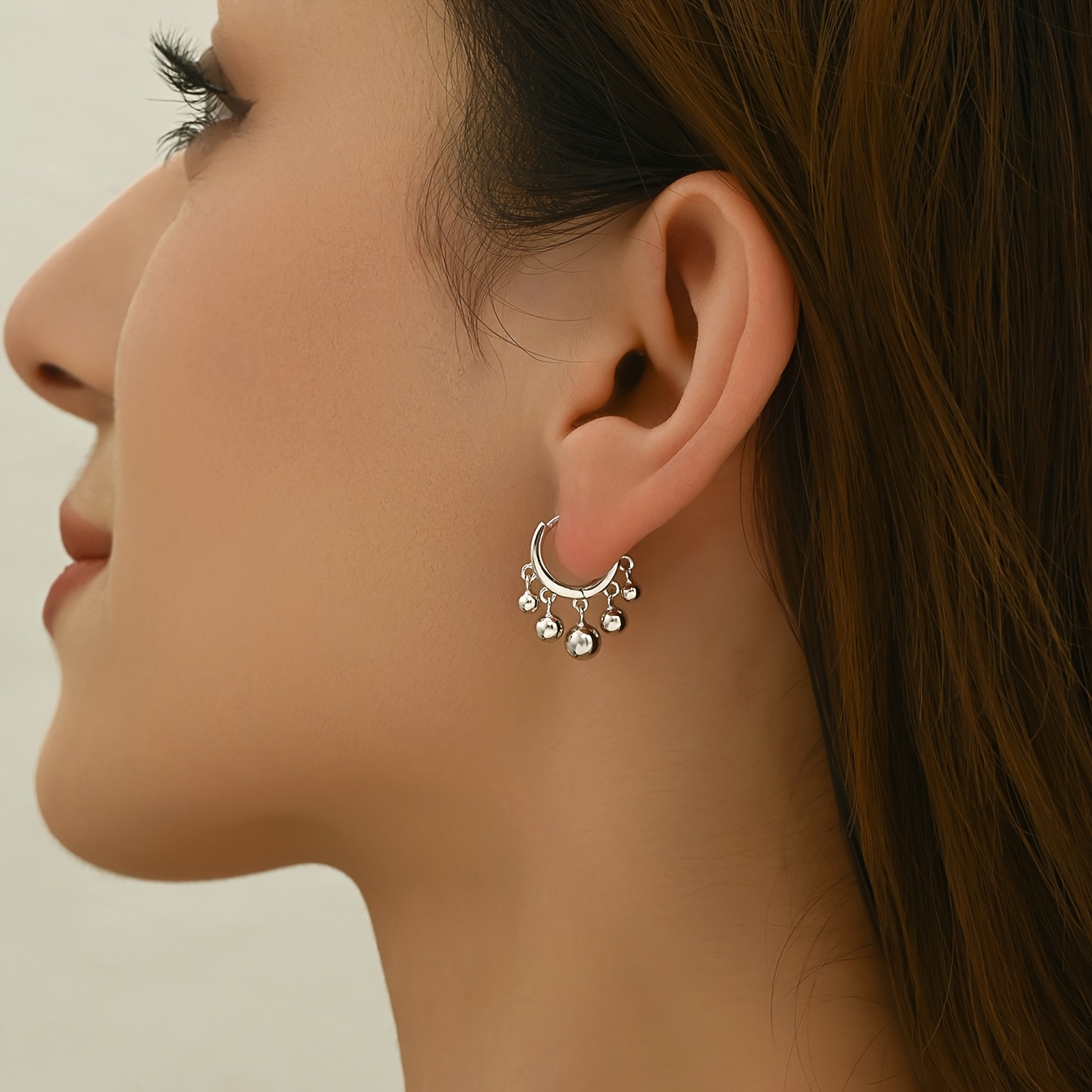 Women's Stylish Circular 925 Silver Earrings with Tassels
