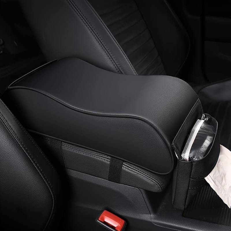 TEMU 1pc Thickened Pu Center Console Armrest Pad, 3.35-inch Armrest Protection Cushion, Memory Foam Filling, Front And Rear Storage Pockets; Suitable