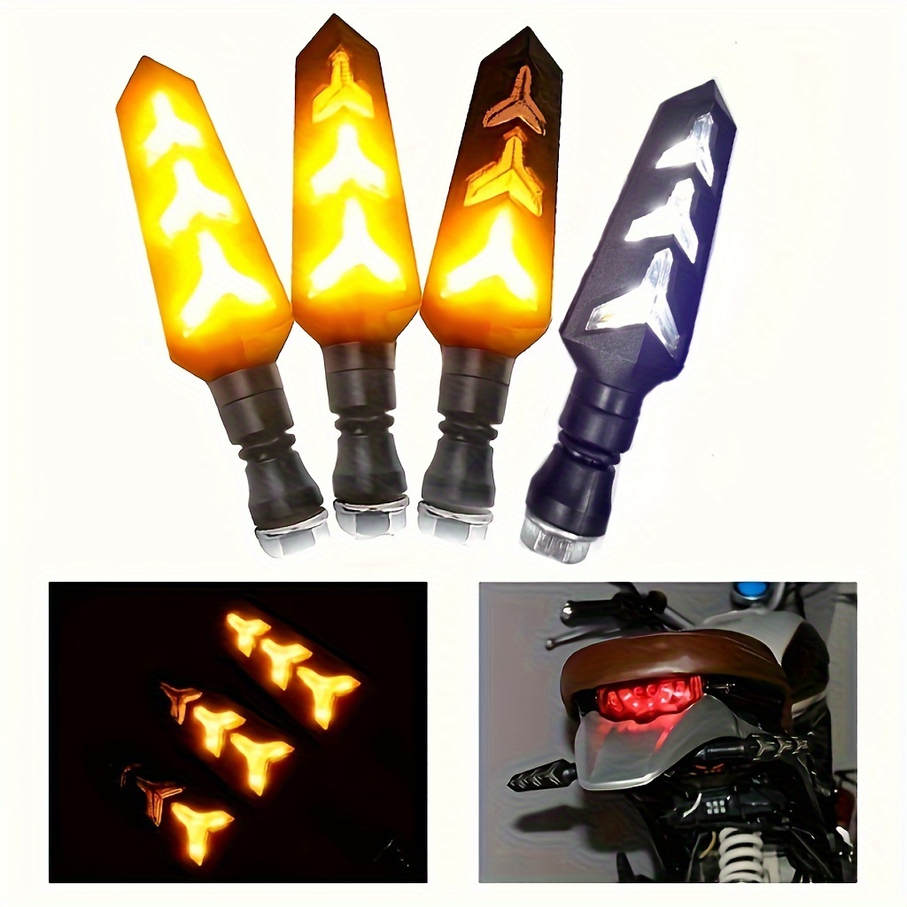 2-Piece Led Motorcycle Turn   - Fishbone Design, Y-Shaped Flow Light For Off-Road Bikes, 12V Hardwired details 1