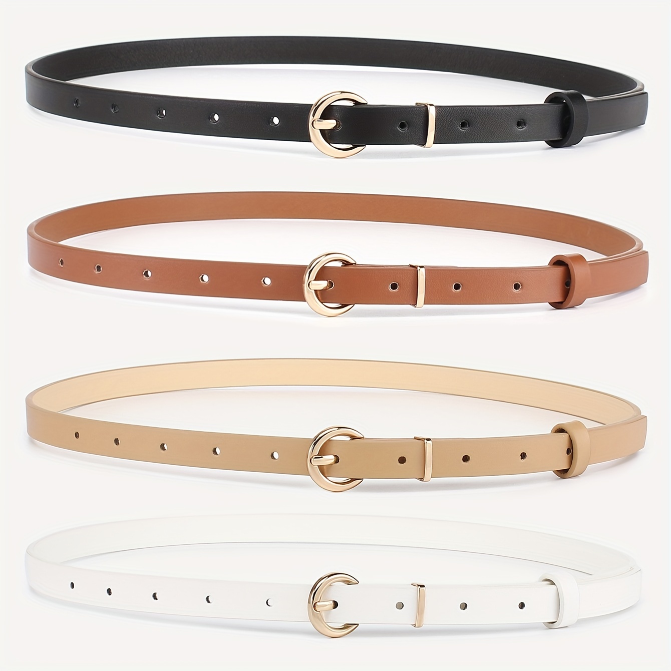 set 4 womens belts featuring metal buckles suitable - Temu display picture 1