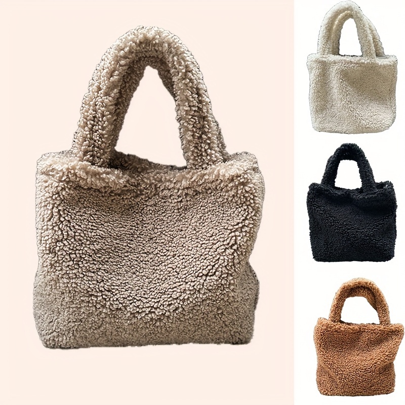 

Autumn And Winter New Teddy Handbag Solid Color Large Capacity Fashion Shoulder Tote Bag A Of Colors Are Suitable For Work, School, Play And Other With Laptops, Folders, Etc