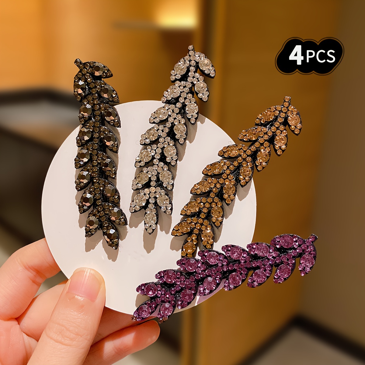 

Ensemble de 4 Barrettes Élégantes à Motif de Feuille - Barrettes en Résine Chic pour Femmes, Accessoire Polyvalent Toutes , pour les 14 Ans et Plus, Mignons Clips pour Cheveux